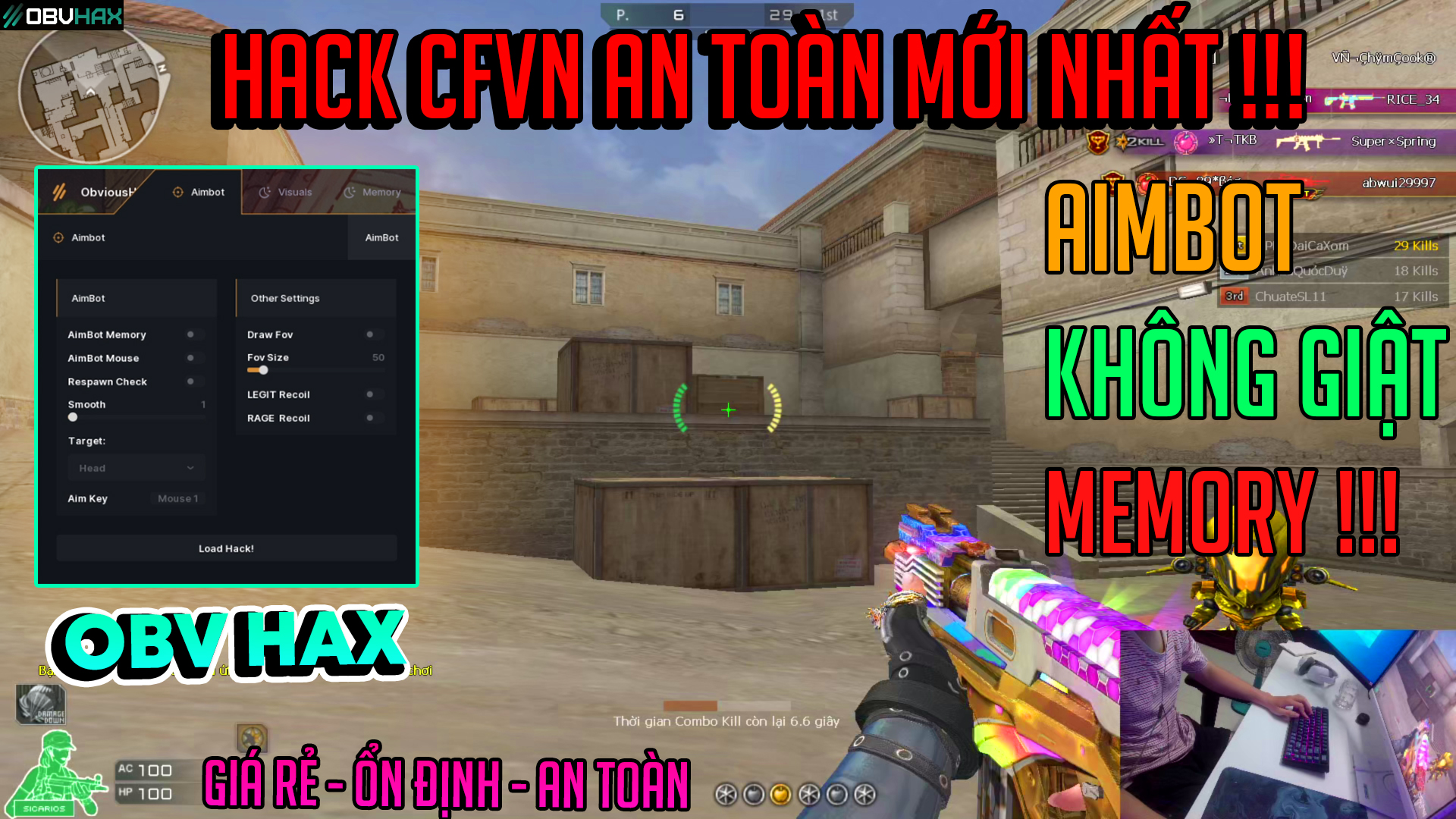 HACK ĐỘT KÍCH CFVN - BẢN OBV PRIVATE MỚI: AIMBOT KHÔNG GIẬT KÈM CN MEMORY AN TOÀN 100% NHÀ + NET XÀI OK!!!